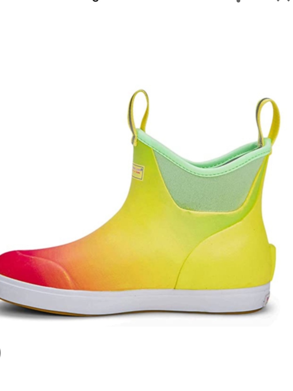 Women's Gradient Slip-On Ankle Deck Rain Boot - Yellow-Pink